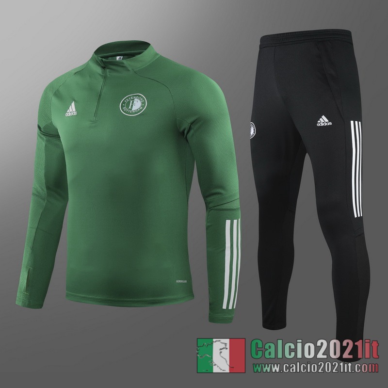 Feyenoord Rotterdam Tuta Calcio Uomo verde Cerniera corta 2020 2021 T39