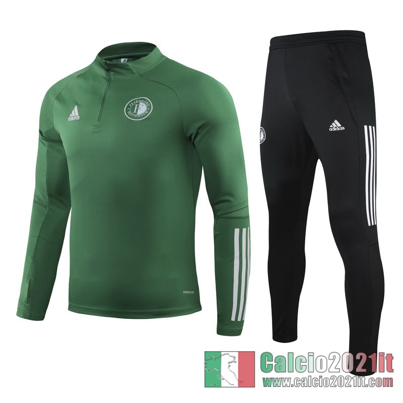 Feyenoord Rotterdam Tuta Calcio Bambini verde Cerniera corta 2020 2021 TK28
