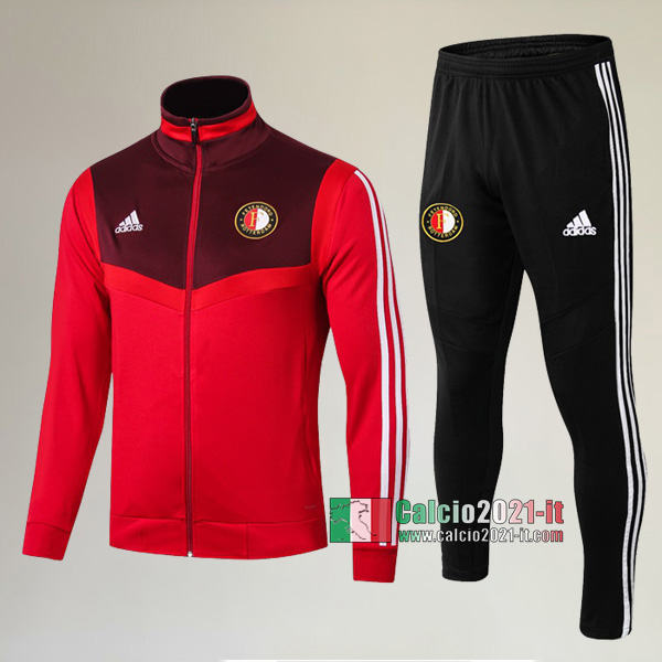 A++ Qualità: Full-Zip Giacca Nuova Del Tuta Del Feyenoord Rotterdam + Pantaloni Rossa 2019-2020